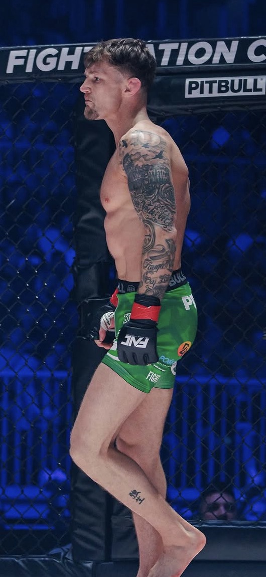 Jordan Barton walking out to the cage at Fight Nation Championship